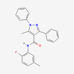 molecular formula C24H20FN3O B6089431 N-(2-fluoro-5-methylphenyl)-5-methyl-1,3-diphenyl-1H-pyrazole-4-carboxamide 