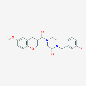 1-(3-fluorobenzyl)-4-[(6-methoxy-3,4-dihydro-2H-chromen-3-yl)carbonyl]-2-piperazinone