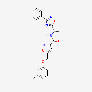 molecular formula C23H22N4O4 B6089469 5-[(3,4-dimethylphenoxy)methyl]-N-[1-(3-phenyl-1,2,4-oxadiazol-5-yl)ethyl]-3-isoxazolecarboxamide 