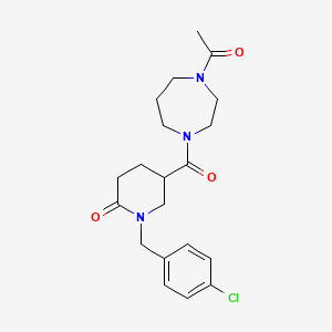 molecular formula C20H26ClN3O3 B6089496 5-[(4-acetyl-1,4-diazepan-1-yl)carbonyl]-1-(4-chlorobenzyl)-2-piperidinone 
