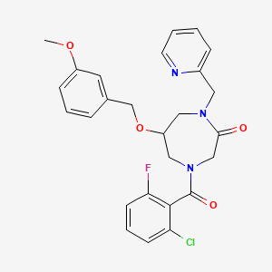 molecular formula C26H25ClFN3O4 B6089502 4-(2-chloro-6-fluorobenzoyl)-6-[(3-methoxybenzyl)oxy]-1-(2-pyridinylmethyl)-1,4-diazepan-2-one 