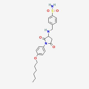 molecular formula C23H29N3O5S B6089523 4-[({1-[4-(hexyloxy)phenyl]-2,5-dioxo-3-pyrrolidinyl}amino)methyl]benzenesulfonamide 