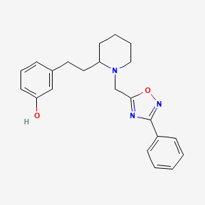 molecular formula C22H25N3O2 B6089527 3-(2-{1-[(3-phenyl-1,2,4-oxadiazol-5-yl)methyl]-2-piperidinyl}ethyl)phenol 
