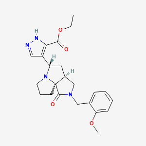 molecular formula C23H28N4O4 B6089539 ethyl 4-[(3aS*,5S*,9aS*)-2-(2-methoxybenzyl)-1-oxooctahydro-7H-pyrrolo[3,4-g]pyrrolizin-5-yl]-1H-pyrazole-3-carboxylate 