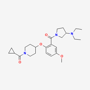 molecular formula C25H37N3O4 B6089562 1-(2-{[1-(cyclopropylcarbonyl)-4-piperidinyl]oxy}-5-methoxybenzoyl)-N,N-diethyl-3-pyrrolidinamine 