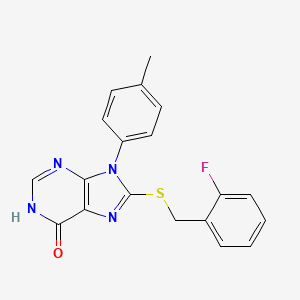 molecular formula C19H15FN4OS B6089619 8-[(2-fluorobenzyl)thio]-9-(4-methylphenyl)-1,9-dihydro-6H-purin-6-one 