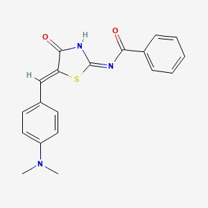 molecular formula C19H17N3O2S B6089655 N-{5-[4-(dimethylamino)benzylidene]-4-oxo-1,3-thiazolidin-2-ylidene}benzamide 