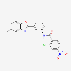 2-chloro-N-[3-(5,7-dimethyl-1,3-benzoxazol-2-yl)phenyl]-4-nitrobenzamide