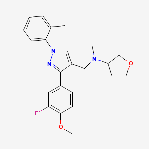 molecular formula C23H26FN3O2 B6089737 N-{[3-(3-fluoro-4-methoxyphenyl)-1-(2-methylphenyl)-1H-pyrazol-4-yl]methyl}-N-methyltetrahydro-3-furanamine 