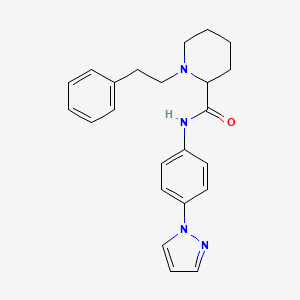 molecular formula C23H26N4O B6089749 1-(2-phenylethyl)-N-[4-(1H-pyrazol-1-yl)phenyl]-2-piperidinecarboxamide 