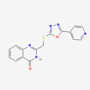 molecular formula C16H11N5O2S B6089751 2-({[5-(4-pyridinyl)-1,3,4-oxadiazol-2-yl]thio}methyl)-4(3H)-quinazolinone 