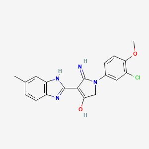 molecular formula C19H17ClN4O2 B6089767 5-amino-1-(3-chloro-4-methoxyphenyl)-4-(6-methyl-1H-benzimidazol-2-yl)-1,2-dihydro-3H-pyrrol-3-one 