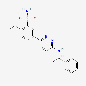 molecular formula C20H22N4O2S B6089796 2-ethyl-5-{6-[(1-phenylethyl)amino]-3-pyridazinyl}benzenesulfonamide 