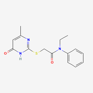 molecular formula C15H17N3O2S B6089839 N-ethyl-2-[(4-methyl-6-oxo-1,6-dihydropyrimidin-2-yl)thio]-N-phenylacetamide 