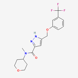 molecular formula C18H20F3N3O3 B6089845 N-methyl-N-(tetrahydro-2H-pyran-4-yl)-5-{[3-(trifluoromethyl)phenoxy]methyl}-1H-pyrazole-3-carboxamide 