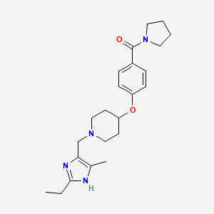 molecular formula C23H32N4O2 B6089849 1-[(2-ethyl-4-methyl-1H-imidazol-5-yl)methyl]-4-[4-(1-pyrrolidinylcarbonyl)phenoxy]piperidine 