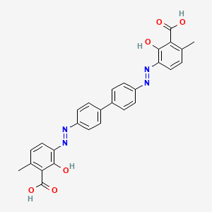 3-[[4-[4-[(3-Carboxy-2-hydroxy-4-methylphenyl)diazenyl]phenyl]phenyl]diazenyl]-2-hydroxy-6-methylbenzoic acid