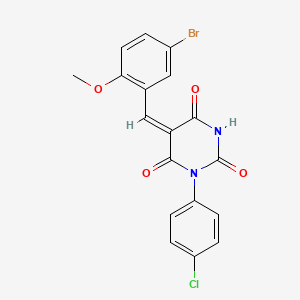 molecular formula C18H12BrClN2O4 B6089901 5-(5-bromo-2-methoxybenzylidene)-1-(4-chlorophenyl)-2,4,6(1H,3H,5H)-pyrimidinetrione 