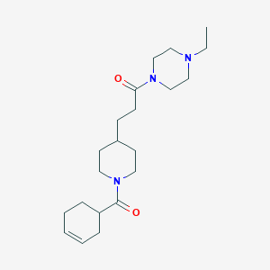 molecular formula C21H35N3O2 B6089986 1-{3-[1-(3-cyclohexen-1-ylcarbonyl)-4-piperidinyl]propanoyl}-4-ethylpiperazine 