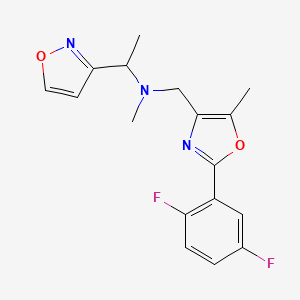 molecular formula C17H17F2N3O2 B6090060 N-{[2-(2,5-difluorophenyl)-5-methyl-1,3-oxazol-4-yl]methyl}-1-(3-isoxazolyl)-N-methylethanamine 