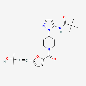 N-(1-{1-[5-(3-hydroxy-3-methyl-1-butyn-1-yl)-2-furoyl]-4-piperidinyl}-1H-pyrazol-5-yl)-2,2-dimethylpropanamide