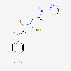 molecular formula C18H17N3O2S3 B6090169 2-[5-(4-isopropylbenzylidene)-4-oxo-2-thioxo-1,3-thiazolidin-3-yl]-N-1,3-thiazol-2-ylacetamide 