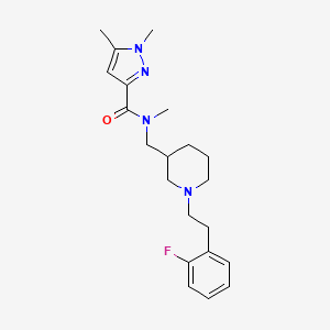 molecular formula C21H29FN4O B6090225 N-({1-[2-(2-fluorophenyl)ethyl]-3-piperidinyl}methyl)-N,1,5-trimethyl-1H-pyrazole-3-carboxamide 