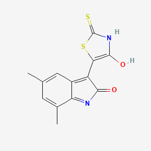 5,7-dimethyl-3-(4-oxo-2-thioxo-1,3-thiazolidin-5-ylidene)-1,3-dihydro-2H-indol-2-one