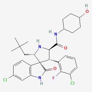 molecular formula C29H34Cl2FN3O3 B609028 (2'S,3R,4'S,5'R)-6-Chloro-4'-(3-chloro-2-fluorophenyl)-2'-(2,2-dimethylpropyl)-N-(trans-4-hydroxycyclohexyl)-2-oxo-1,2-dihydrospiro(indole-3,3'-pyrrolidine)-5'-carboxamide CAS No. 1303607-60-4