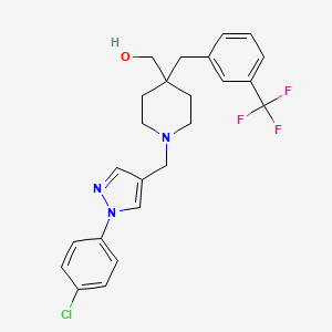 molecular formula C24H25ClF3N3O B6090314 {1-{[1-(4-chlorophenyl)-1H-pyrazol-4-yl]methyl}-4-[3-(trifluoromethyl)benzyl]-4-piperidinyl}methanol 