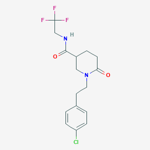 molecular formula C16H18ClF3N2O2 B6090481 1-[2-(4-chlorophenyl)ethyl]-6-oxo-N-(2,2,2-trifluoroethyl)-3-piperidinecarboxamide 