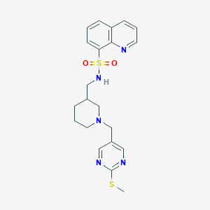 molecular formula C21H25N5O2S2 B6090532 N-[(1-{[2-(methylthio)-5-pyrimidinyl]methyl}-3-piperidinyl)methyl]-8-quinolinesulfonamide 