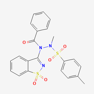 molecular formula C22H19N3O5S2 B6090642 N-(1,1-dioxido-1,2-benzisothiazol-3-yl)-N'-methyl-N'-[(4-methylphenyl)sulfonyl]benzohydrazide 