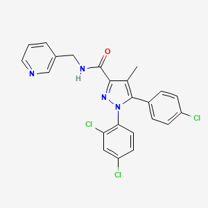 molecular formula C23H17Cl3N4O B609073 1H-吡唑-3-甲酰胺，5-(4-氯苯基)-1-(2,4-二氯苯基)-4-甲基-N-(3-吡啶基甲基)- CAS No. 944154-76-1