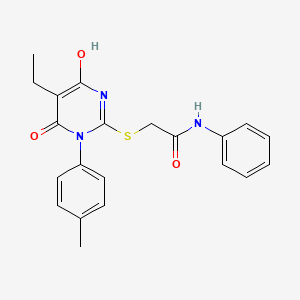 2-{[5-ethyl-4-hydroxy-1-(4-methylphenyl)-6-oxo-1,6-dihydro-2-pyrimidinyl]thio}-N-phenylacetamide