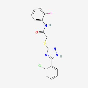 2-[[5-(2-chlorophenyl)-1H-1,2,4-triazol-3-yl]sulfanyl]-N-(2-fluorophenyl)acetamide