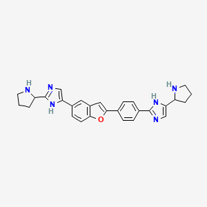 molecular formula C42H50N8O7 B609094 2-pyrrolidin-2-yl-5-[2-[4-(5-pyrrolidin-2-yl-1H-imidazol-2-yl)phenyl]-1-benzofuran-5-yl]-1H-imidazole CAS No. 1246470-32-5