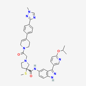 molecular formula C37H41N9O3S B609107 (3S)-3-methylsulfanyl-1-[2-[4-[4-(1-methyl-1,2,4-triazol-3-yl)phenyl]-3,6-dihydro-2H-pyridin-1-yl]-2-oxoethyl]-N-[3-(6-propan-2-yloxypyridin-3-yl)-1H-indazol-5-yl]pyrrolidine-3-carboxamide CAS No. 1184173-73-6