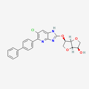 molecular formula C24H20ClN3O4 B609113 (3R,3aR,6R,6aR)-6-[[6-chloro-5-(4-phenylphenyl)-1H-imidazo[4,5-b]pyridin-2-yl]oxy]-2,3,3a,5,6,6a-hexahydrofuro[3,2-b]furan-3-ol CAS No. 1394371-71-1