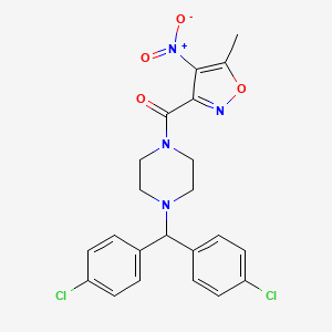 molecular formula C22H20Cl2N4O4 B609125 [4-[双(4-氯苯基)甲基]哌嗪-1-基]-(5-甲基-4-硝基-1,2-恶唑-3-基)甲酮 CAS No. 1360705-96-9