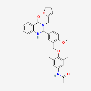 molecular formula C31H31N3O5 B609128 N-[4-[[5-[3-(2-furanylmethyl)-4-oxo-1,2-dihydroquinazolin-2-yl]-2-methoxyphenyl]methoxy]-3,5-dimethylphenyl]acetamide CAS No. 1338824-21-7