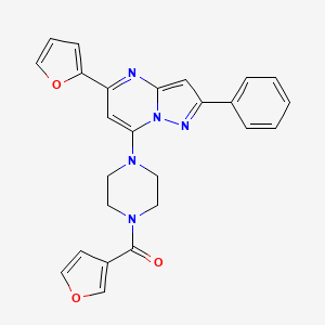 molecular formula C25H21N5O3 B609130 3-呋喃基-[4-[5-(2-呋喃基)-2-苯基-7-吡唑并[1,5-a]嘧啶基]-1-哌嗪基]甲酮 CAS No. 1776055-05-0