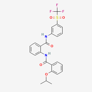 molecular formula C24H21F3N2O5S B609136 2-[(2-propan-2-yloxybenzoyl)amino]-N-[3-(trifluoromethylsulfonyl)phenyl]benzamide CAS No. 1482500-76-4