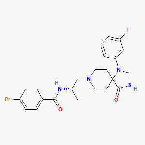 molecular formula C23H26BrFN4O2 B609138 (S)-4-溴-N-(1-(1-(3-氟苯基)-4-氧代-1,3,8-三氮螺[4.5]癸-8-基)丙-2-基)苯甲酰胺 CAS No. 1426916-00-8