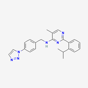 molecular formula C23H24N6 B609141 N-(4-(1H-1,2,3-triazol-1-yl)benzyl)-2-(2-isopropylphenyl)-5-methylpyrimidin-4-amine CAS No. 1572414-83-5