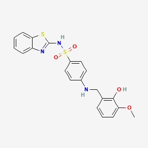 molecular formula C21H19N3O4S2 B609151 N-(1,3-benzothiazol-2-yl)-4-[(2-hydroxy-3-methoxyphenyl)methylamino]benzenesulfonamide CAS No. 1532593-30-8