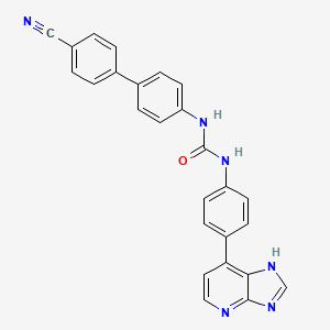 molecular formula C28H19F3N6O3 B609158 1-[4-(4-氰基苯基)苯基]-3-[4-(1H-咪唑并[4,5-b]吡啶-7-基)苯基]脲 CAS No. 1361414-26-7