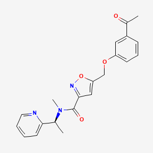 molecular formula C21H21N3O4 B609161 5-[(3-acetylphenoxy)methyl]-N-methyl-N-[(1S)-1-pyridin-2-ylethyl]-1,2-oxazole-3-carboxamide CAS No. 1623481-80-0