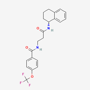 molecular formula C21H21F3N2O3 B609164 N-[3-oxo-3-[[(1R)-1,2,3,4-tetrahydro-1-naphthalenyl]amino]propyl]-4-(trifluoromethoxy)-benzamide CAS No. 2029049-79-2
