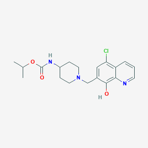 molecular formula C19H24ClN3O3 B609172 Isopropyl (1-((5-chloro-8-hydroxyquinolin-7-yl)methyl)piperidin-4-yl)carbamate CAS No. 1928763-08-9
